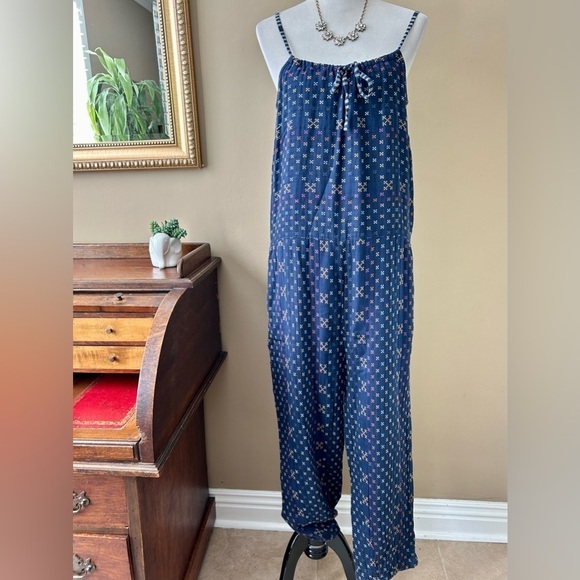 Ace & Jig Tie Neck Jumpsuit Sleeveless Jumper Overall Onesie Romper Blue Size XS - Picture 9 of 11